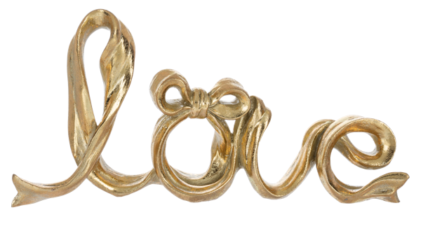 Love with Bow Gold Ribbon Tabletop Figurine