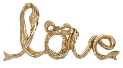 Love with Bow Gold Ribbon Tabletop Figurine