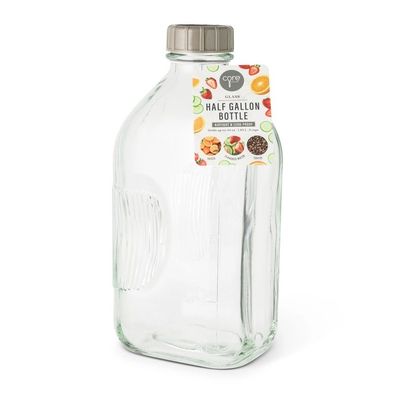 64oz Ribbed Glass Jug - Warm Granite