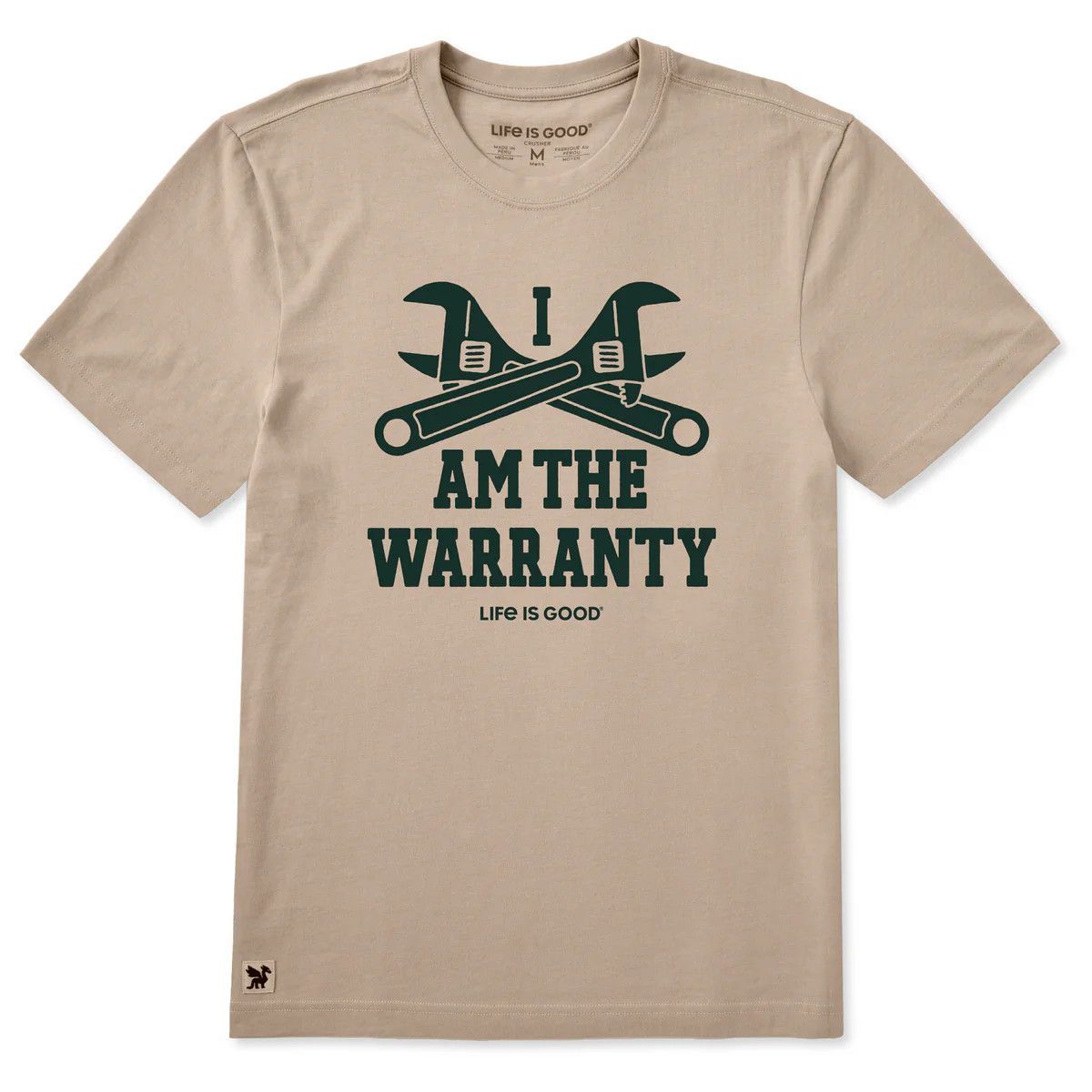 Life is Good Men's I Am The Warranty Crusher Tee, Color: Oat Brown, Size: M