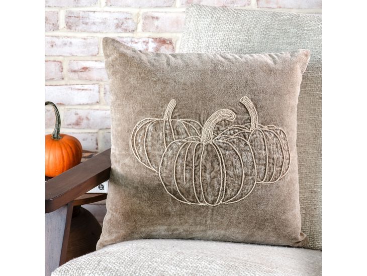 18” x 18" Tan Beaded Pumpkin Pillow