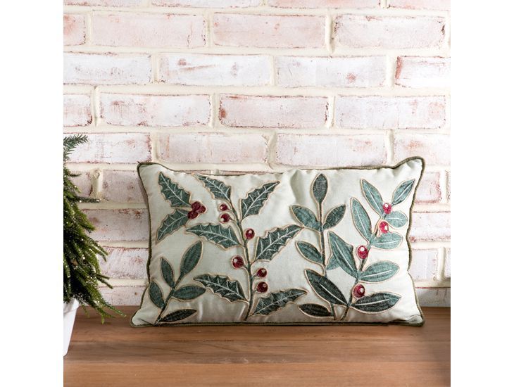 12” x 20" Green Holly Pillow