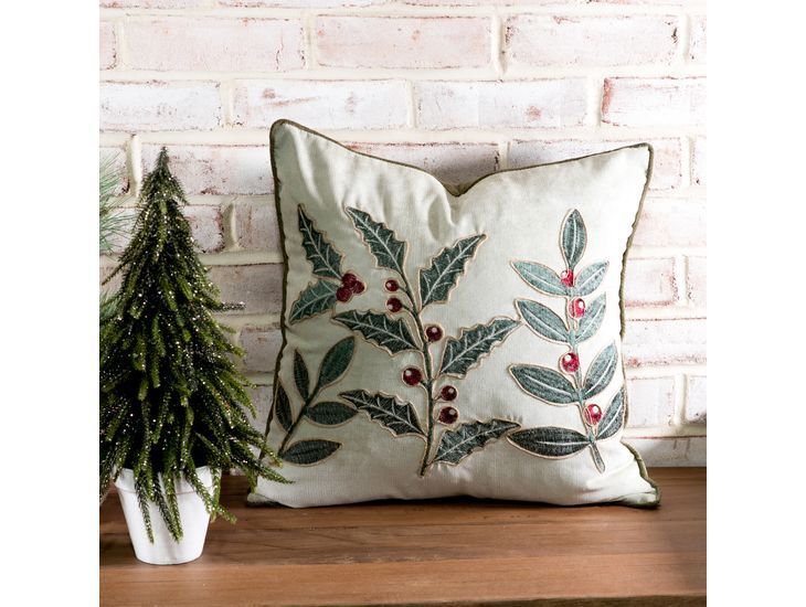 18” x 18" Green Holly Pillow