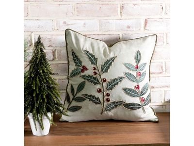 18” x 18" Green Holly Pillow