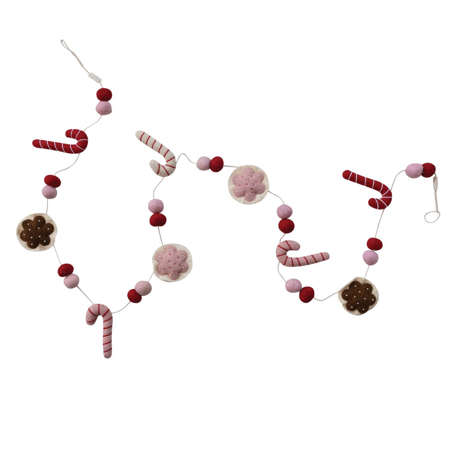 Hand-Embroidered Wool Felt Holiday Garland Candy Canes &amp; Cookies
