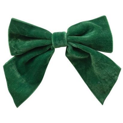 Velvet Clip-on Bow Evergreen