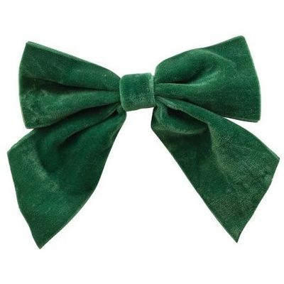 Velvet Clip-on Bow Evergreen