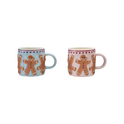 Stoneware Mug with Gingerbread &amp; Heart Pattern (10oz)