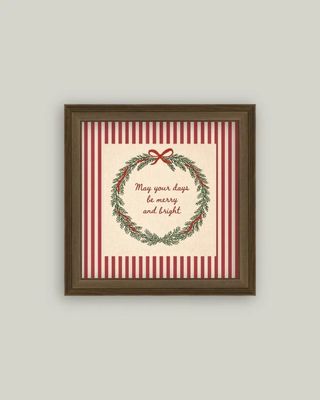 Merry &amp; Bright Vintage Framed Sign