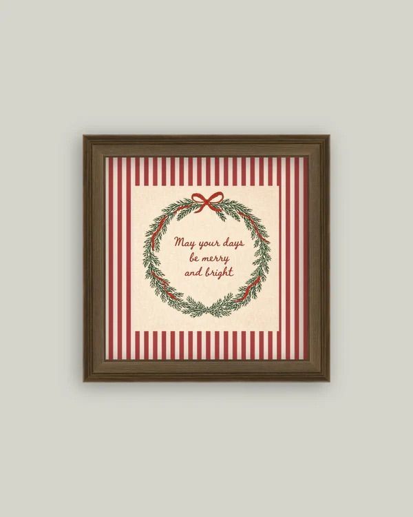 Merry &amp; Bright Vintage Framed Sign, Size: 9"x9"