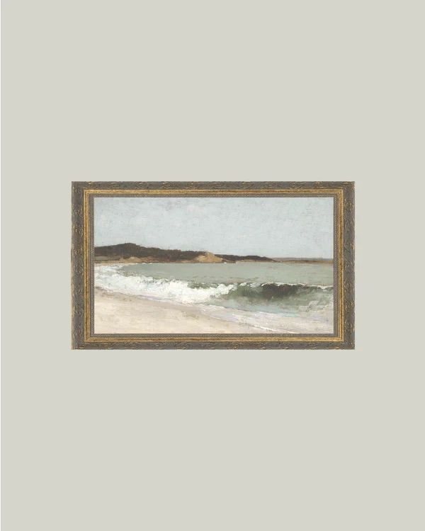 Beach Landscape Vintage Framed Antique Style Wall Art Sign 12x7