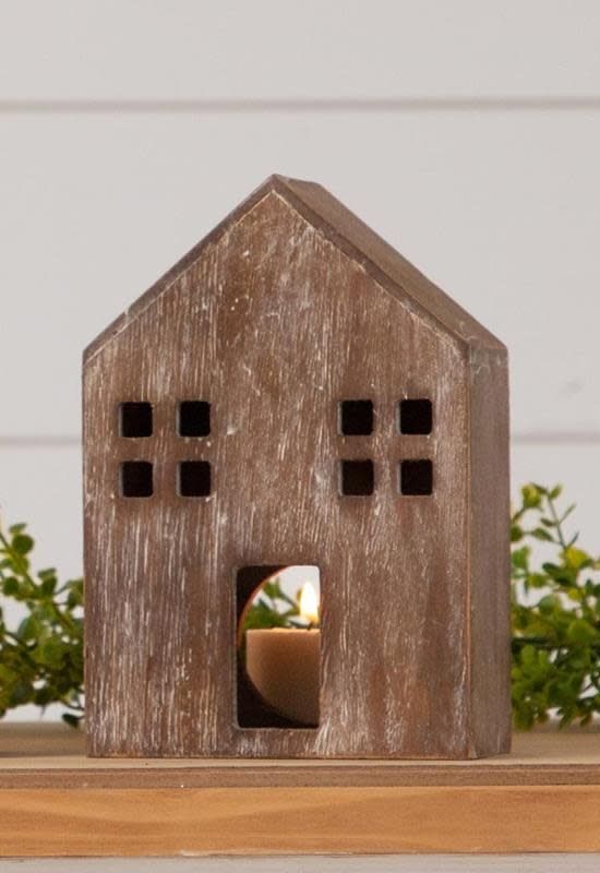 Wooden House Candle Holder Small