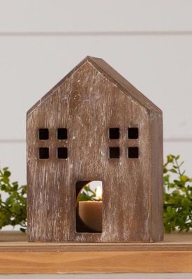Wooden House Candle Holder Small