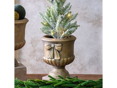 ** Gold Holiday Bow Planter 7”