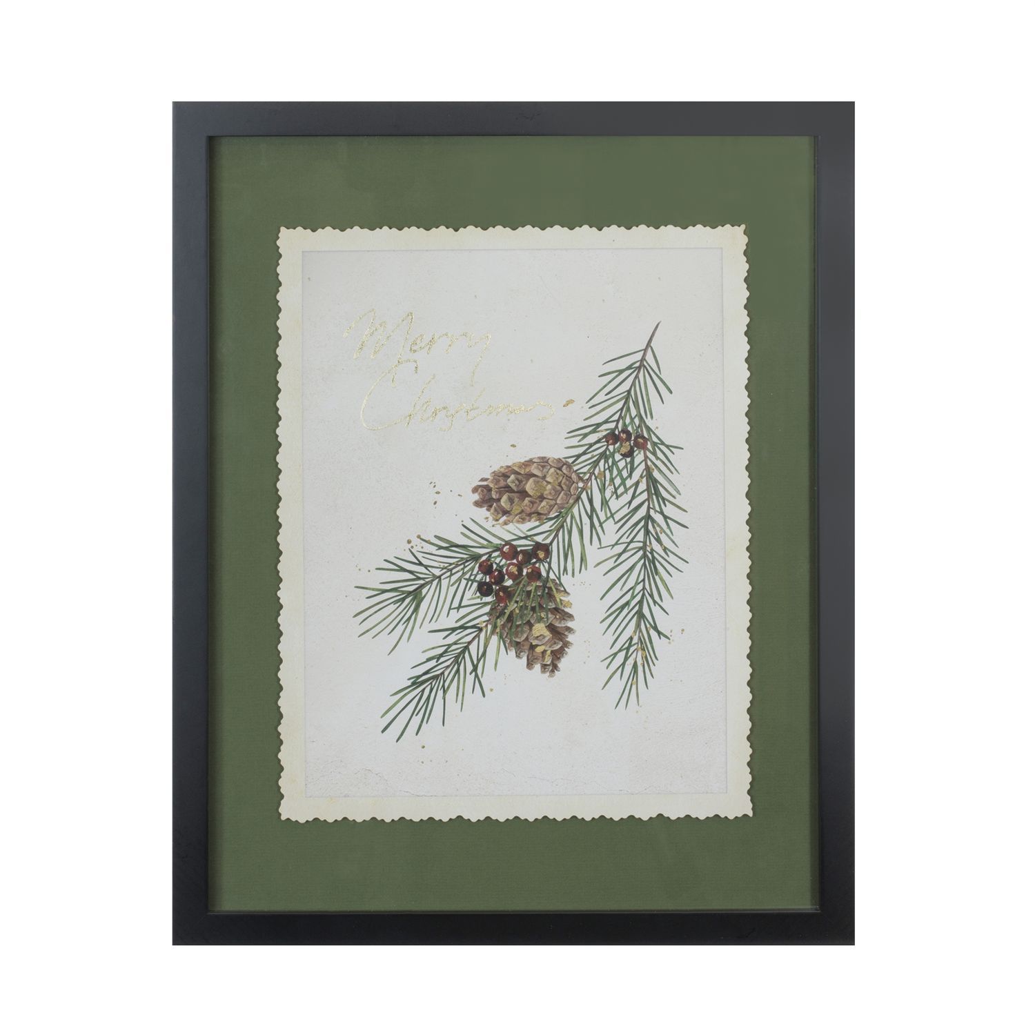 Merry Christmas with Pine Art Print, Style: Pinecones