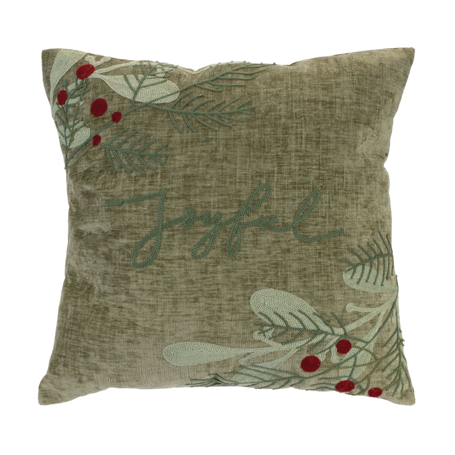 Joyful Holly Throw Pillow