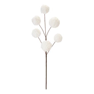 Puffed Snowy Stem Decor Accent