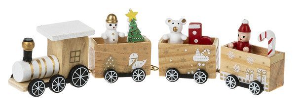Christmas Wooden Train Figurine, Color: Natural Wood