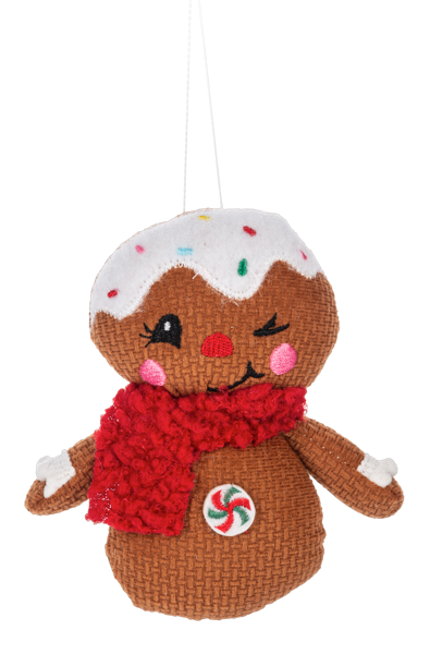 Gingerbread Man Ornament Red Scarf