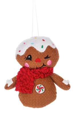 Gingerbread Man Ornament Red Scarf