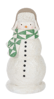 Quilted Snowman Figurine Green Scarf