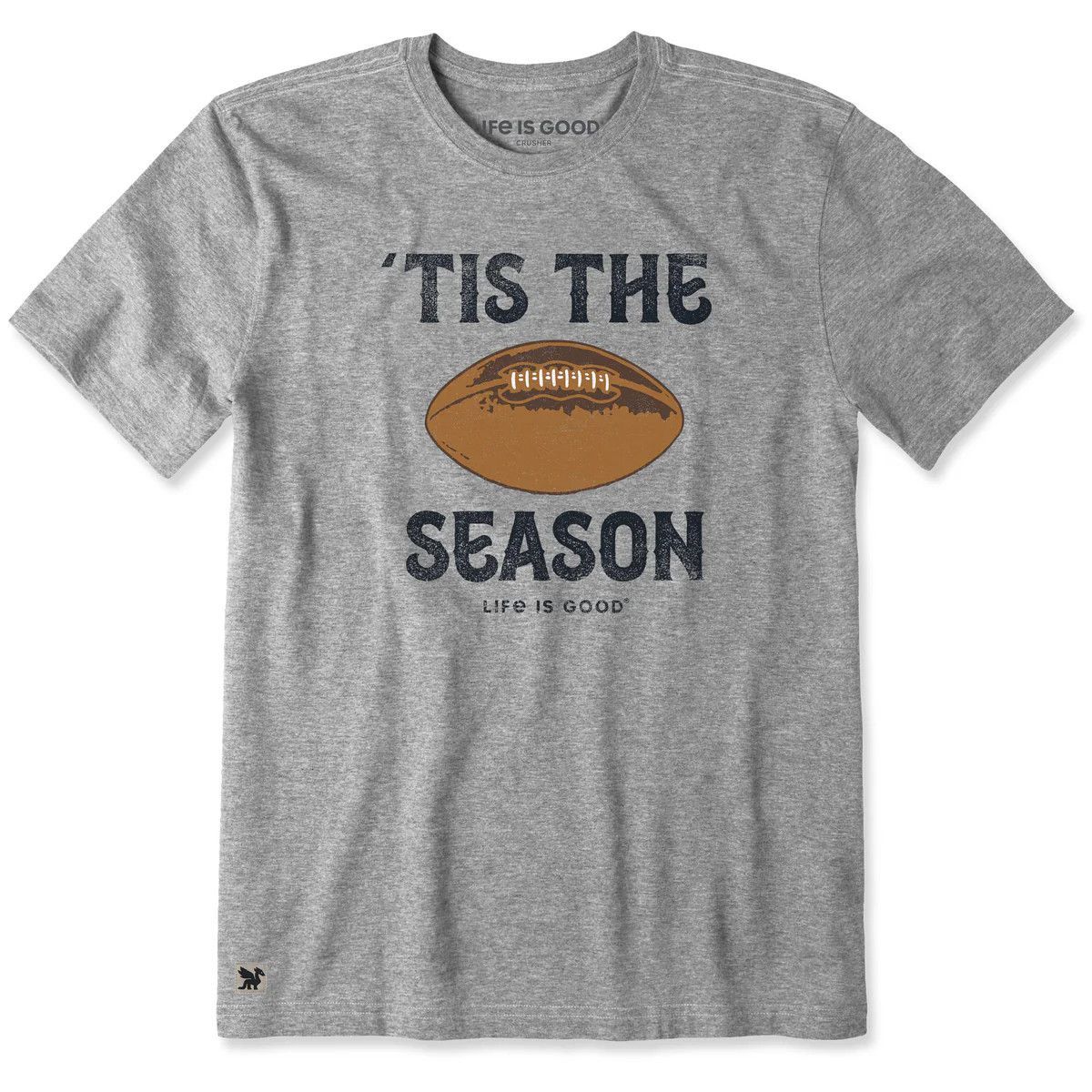 Life is Good Men's Football Tis The Season Tee, Color: Heather Gray, Size: M