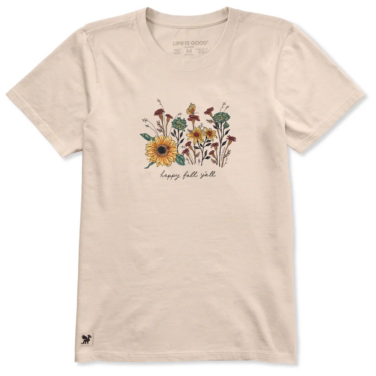 Life is Good Women's Happy Fall Wildflowers Tee, Color: Birch White, Size: S