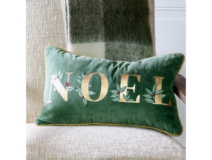 12” x 20” Green Velvet Noel Pillow