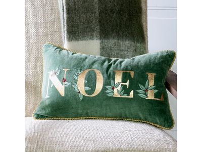 12” x 20” Green Velvet Noel Pillow