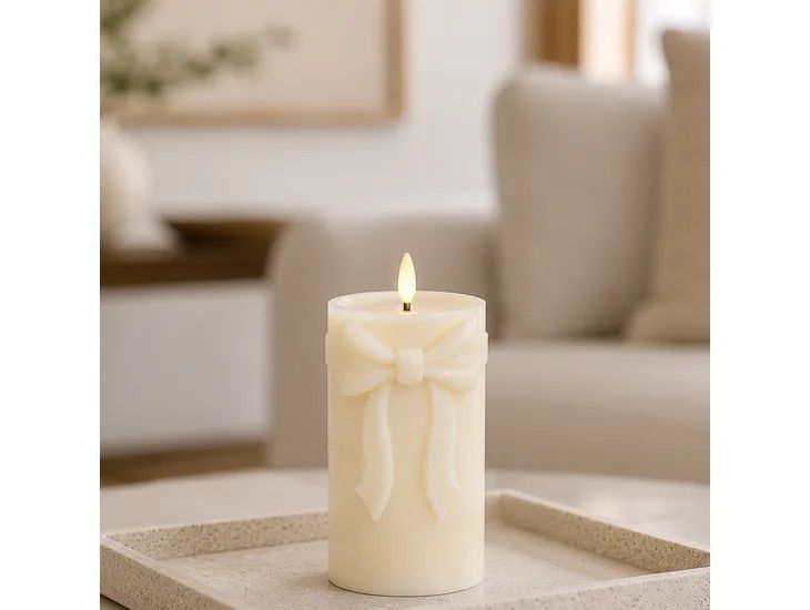 4” Ivory Bow Accent LED Candle