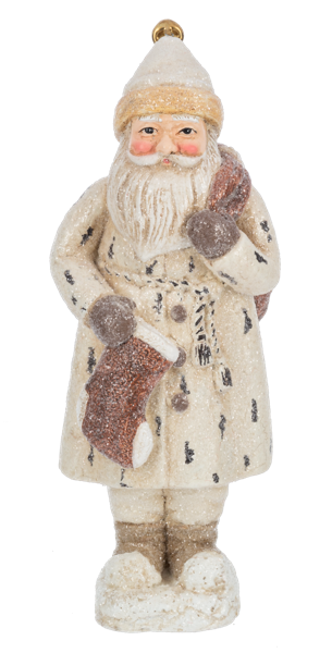 Winter Frost Santa Figurine, Style: With Stocking