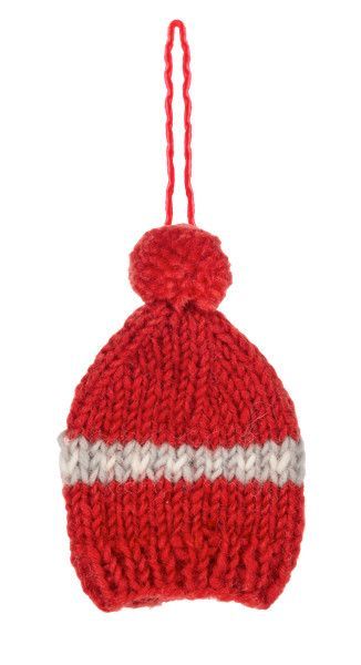 Knit Winter Hat Ornament, Color: Red