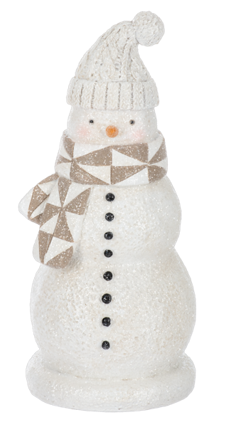 Quilted Snowman Figurine Tan Scarf