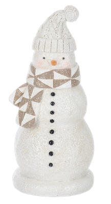 Quilted Snowman Figurine Tan Scarf