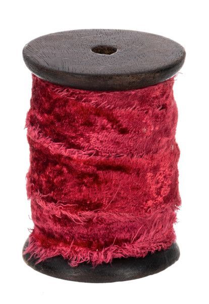 Velvet Holiday Ribbon on Spool, Color: Red