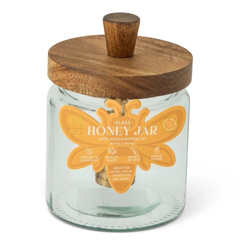 16.9oz Glass Honey Jar w/ Acacia Dipper Lid