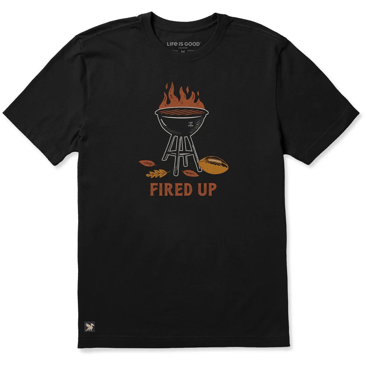 Life is Good Men's Fired Up Grill + Football Tee, Color: Faded Black, Size: M