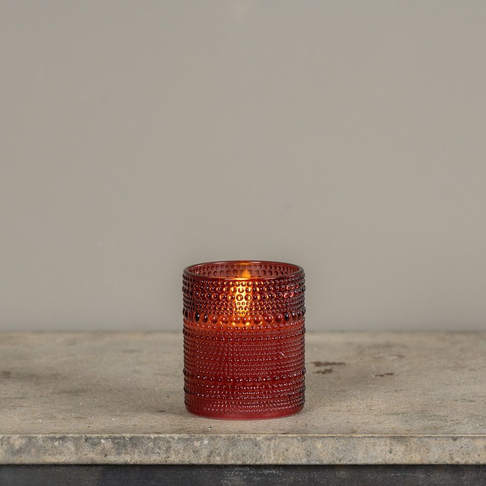 4” Burgundy Dotted Glass 3D Flame LED Candle