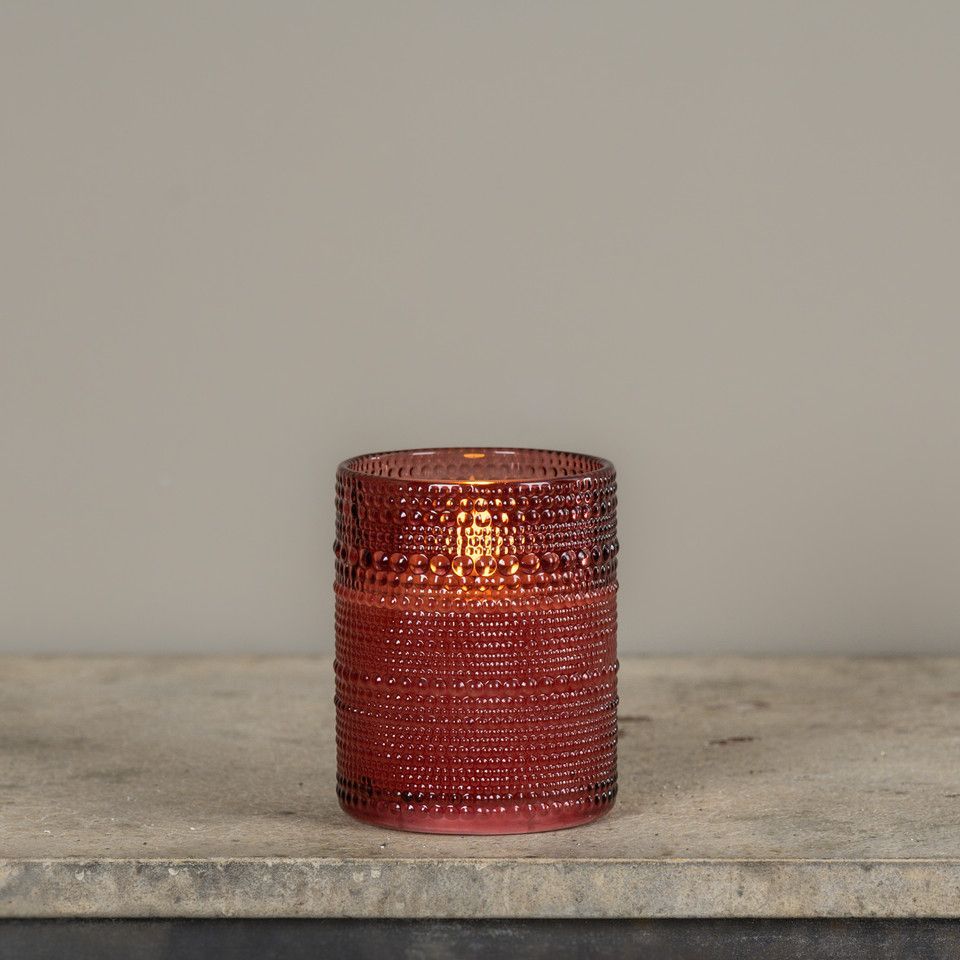 5” Burgundy Dotted Glass 3D Flame LED Candle