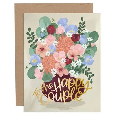 To The Happy Couple Wedding Engagement Floral Greeting Card