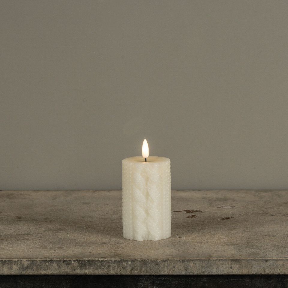 Sweater 3D Flame LED Candle 4", Color: Cream
