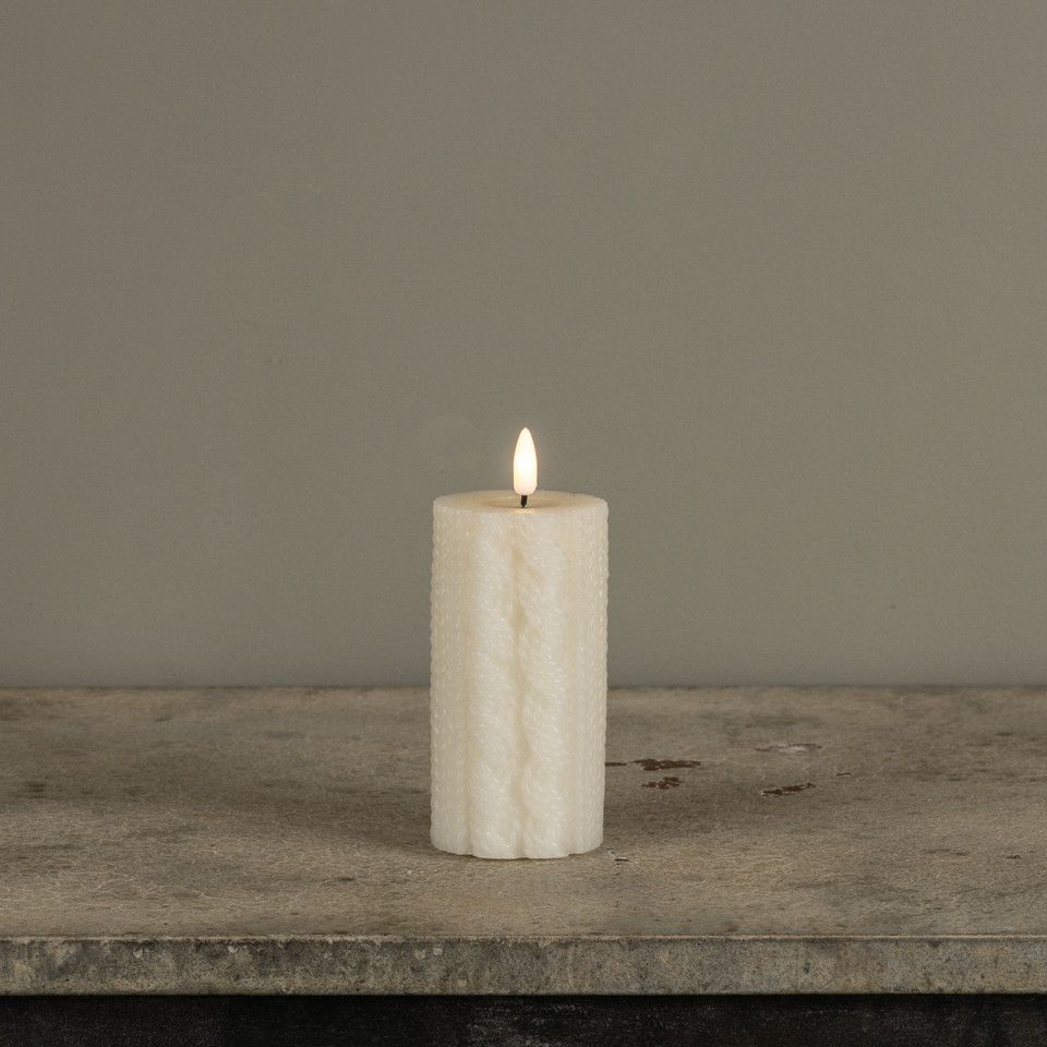 Sweater 3D Flame LED Candle 5", Color: Cream