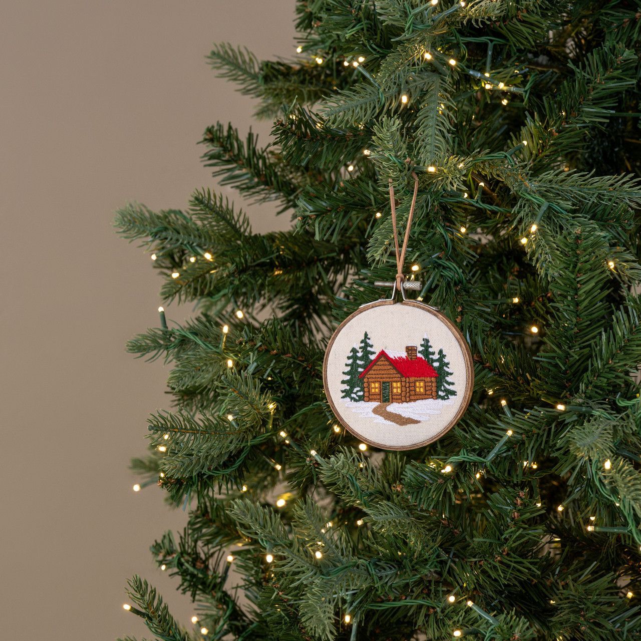 5” Winter Cabin Embroidered Ornament