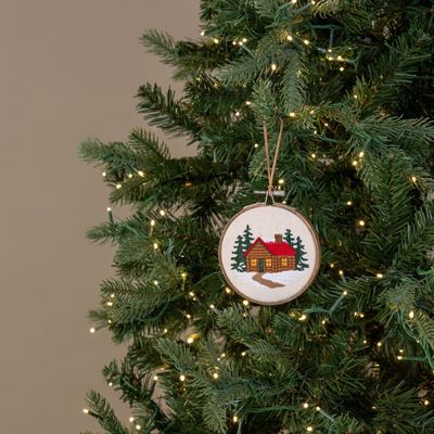 5” Winter Cabin Embroidered Ornament
