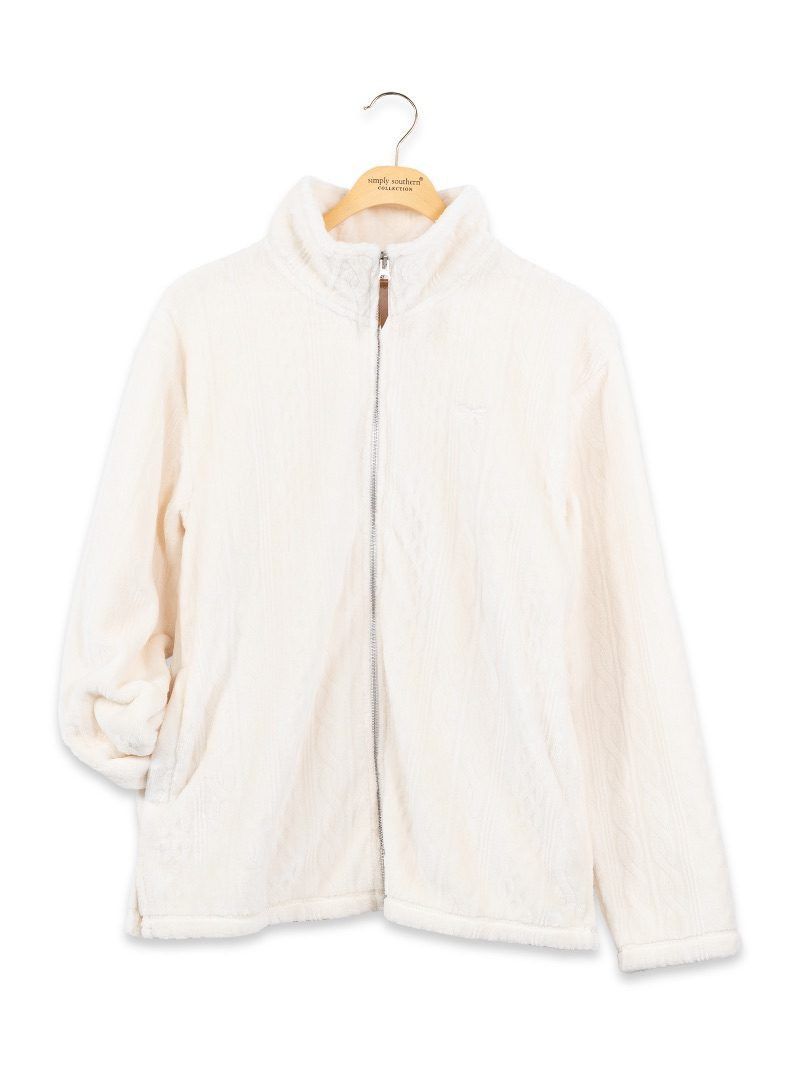 Simply Southern® Elsie Plush Zip-Up Jacket, Size: XS, Style: Harbor
