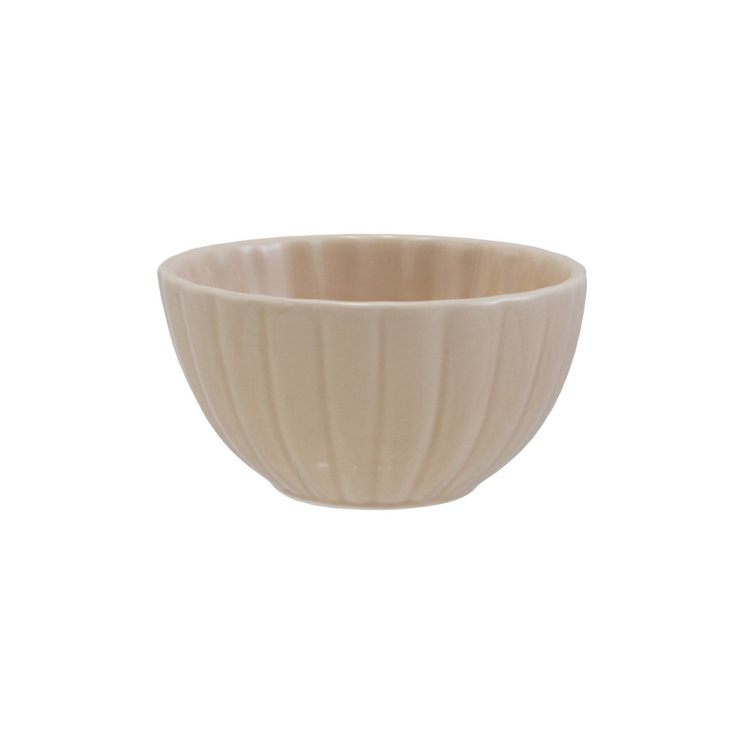 4.75” Reactive Glaze Stoneware Ribbed Bowl Cream