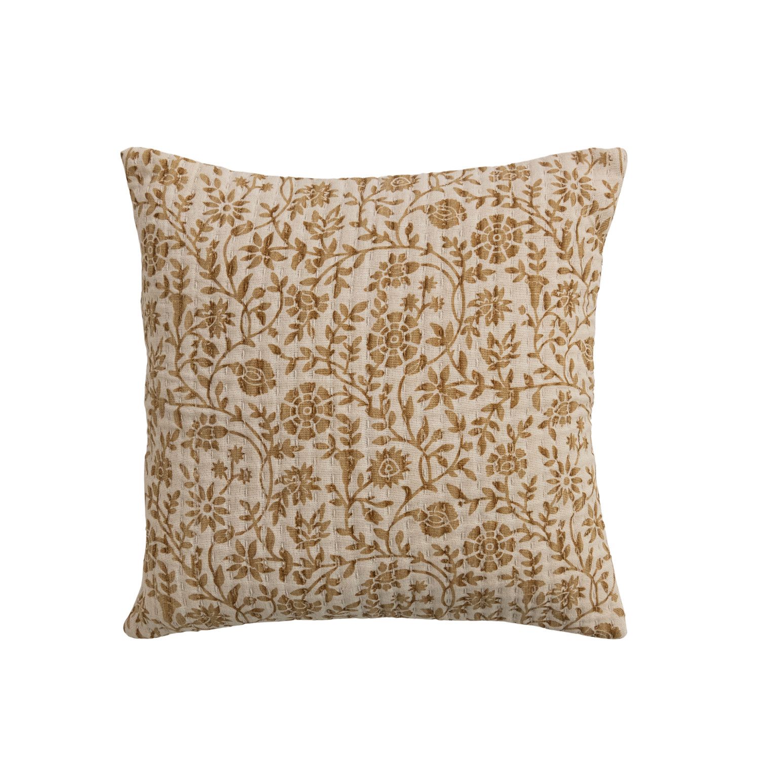 18" Square Cotton Printed Pillow with Kantha Stitch