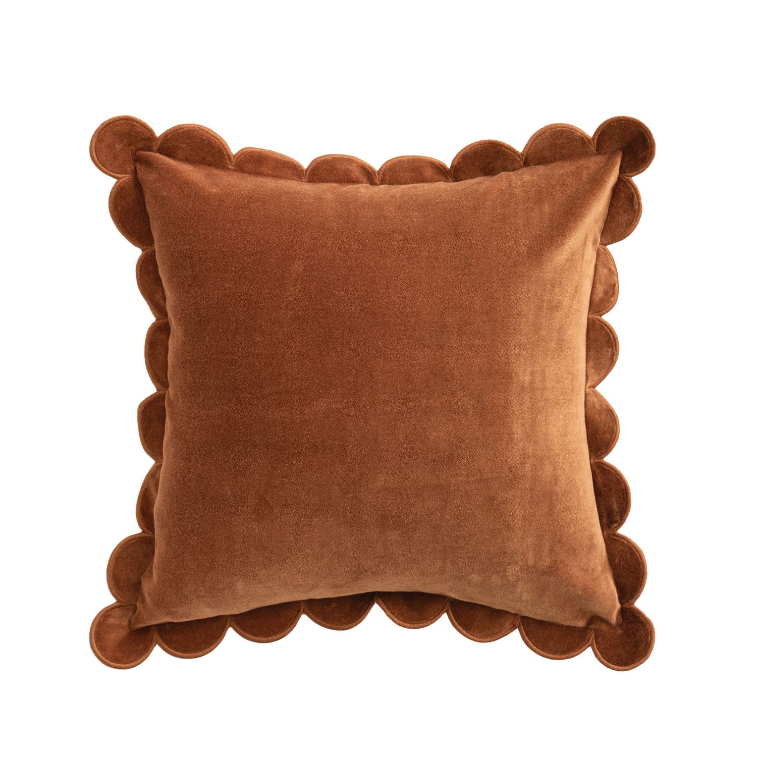 Cotton Velvet Pillow w Scalloped Flange