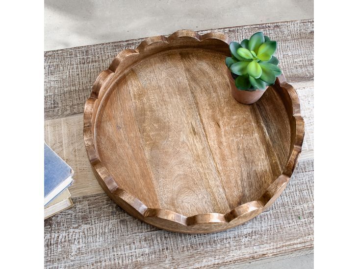 17.5" Round Mango Wood Tray