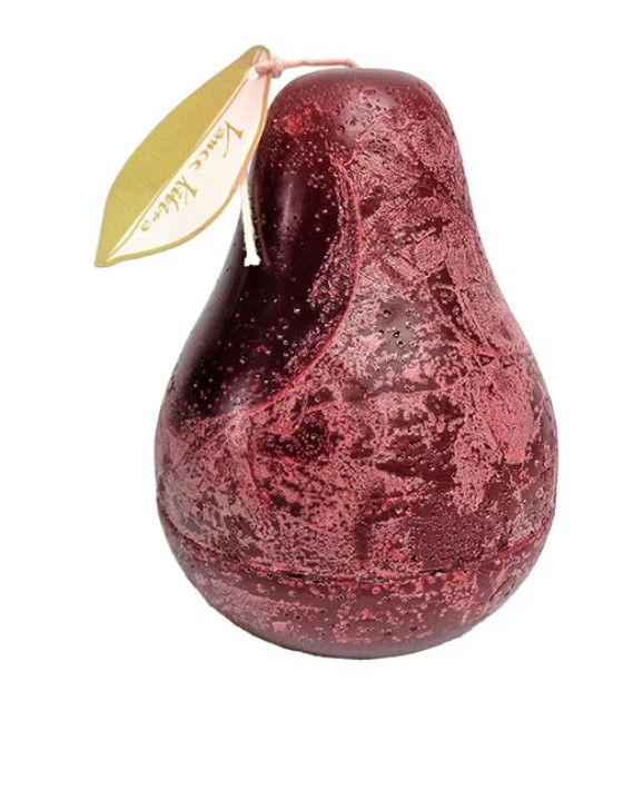 Vance Kitira Timber Wax Pear Shaped, Wine Color Unscented Candle 3"Dx4.5"H